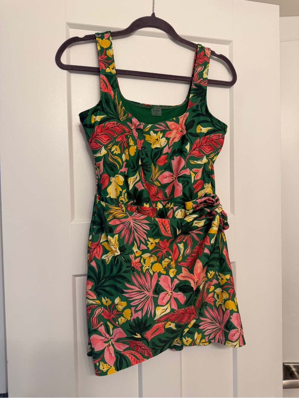 Floral Green Tropical Tie-Waist bathing suit